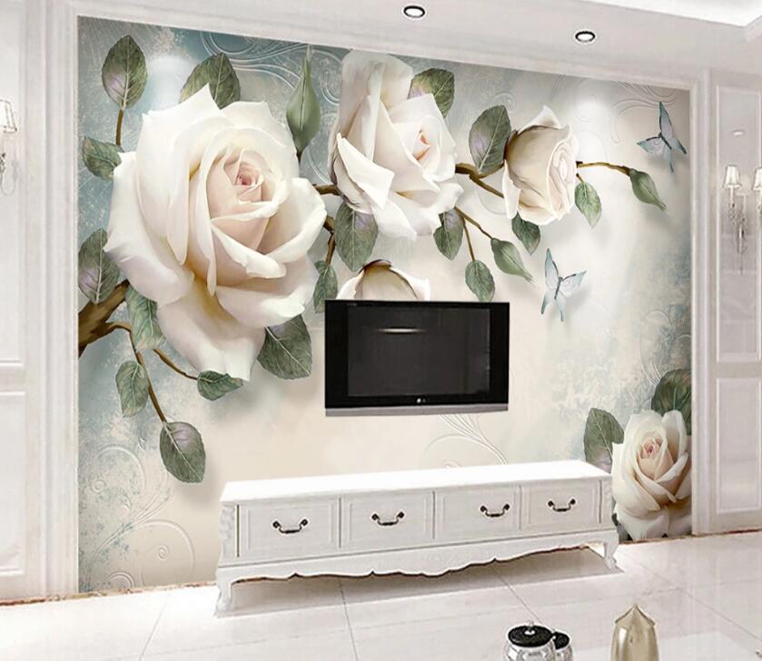 3D White Rose WC1521 Wall Murals