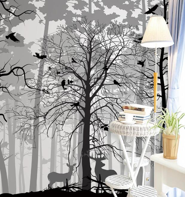 3D Night Forest WC1497 Wall Murals