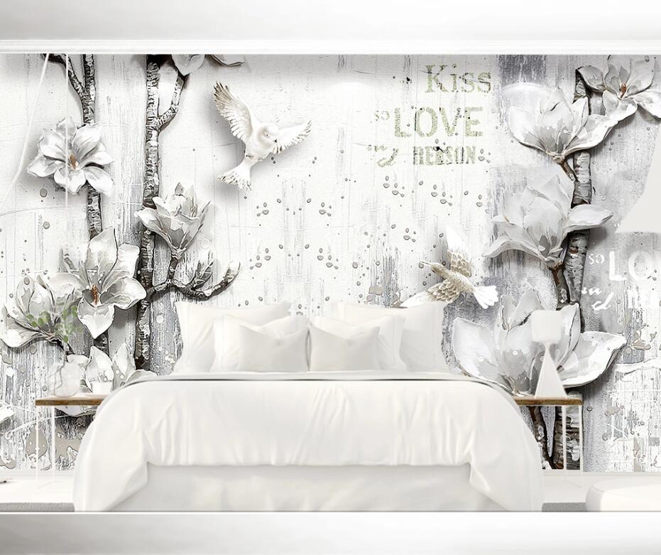 3D Pigeon Flower WC1494 Wall Murals