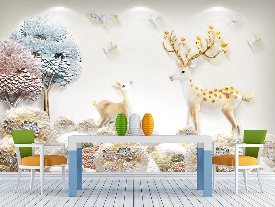 3D Deer Forest WC98 Wall Murals Wallpaper AJ Wallpaper 2 