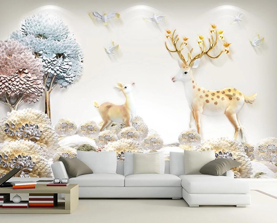 3D Deer Forest WC98 Wall Murals Wallpaper AJ Wallpaper 2 