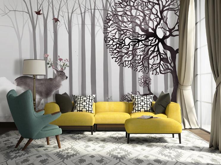 3D Deer Forest WC95 Wall Murals Wallpaper AJ Wallpaper 2 