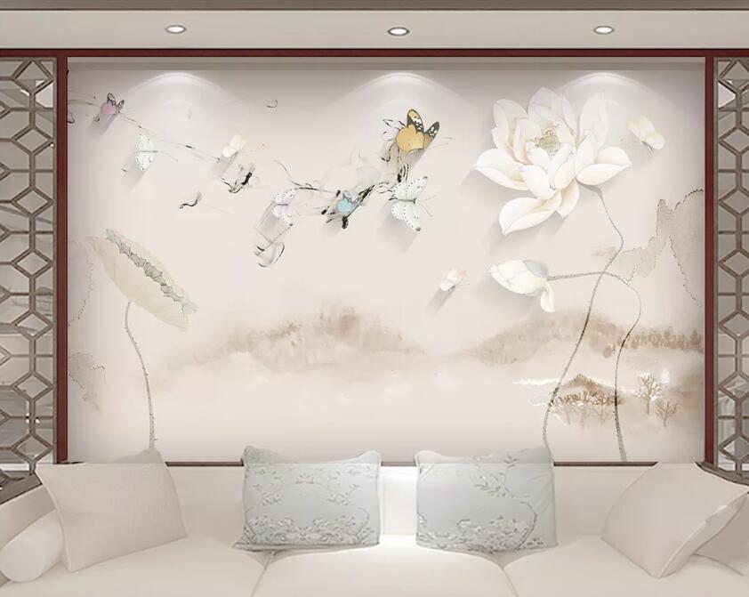 3D White Lotus WC1472 Wall Murals