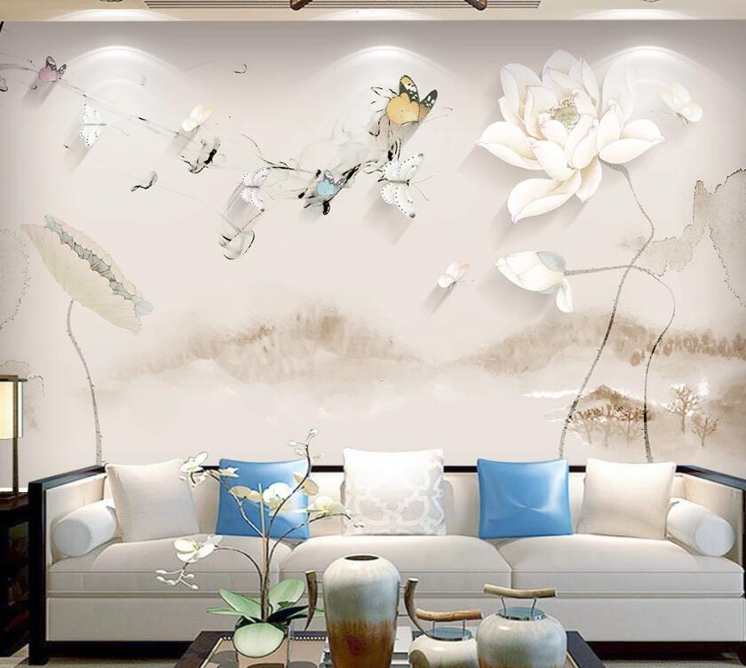 3D White Lotus WC1472 Wall Murals