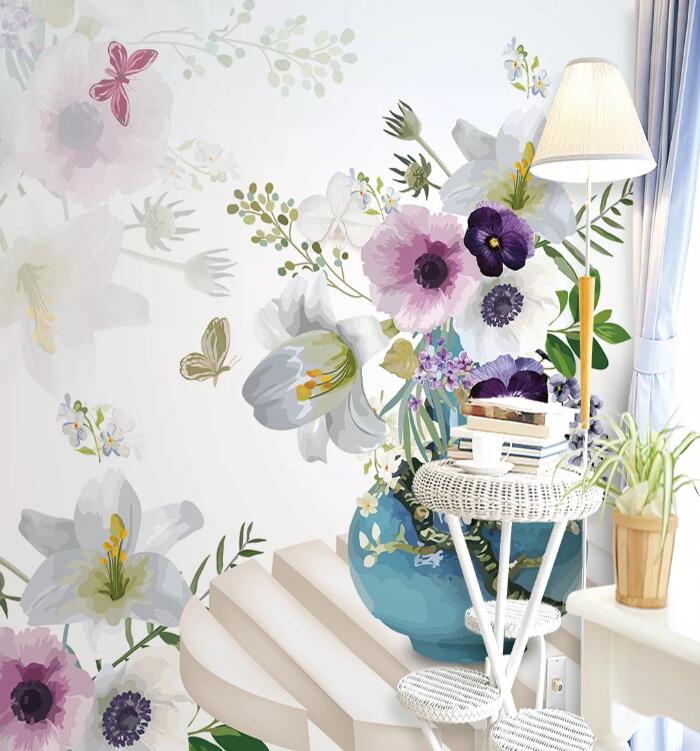 3D Flower Butterfly WC81 Wall Murals Wallpaper AJ Wallpaper 2 