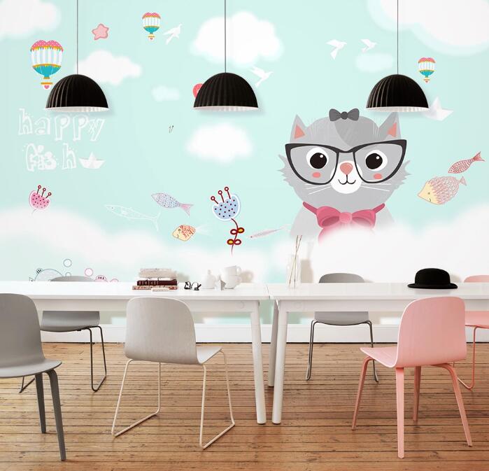 3D Gray Cat WC76 Wall Murals Wallpaper AJ Wallpaper 2 