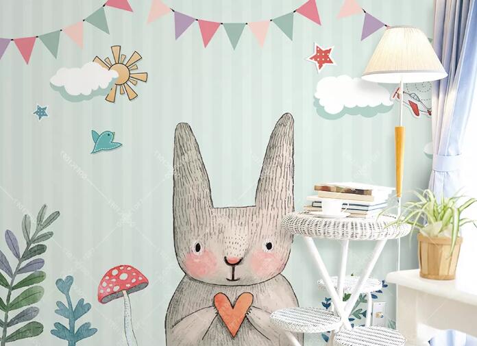 3D Gray Rabbit WC75 Wall Murals Wallpaper AJ Wallpaper 2 