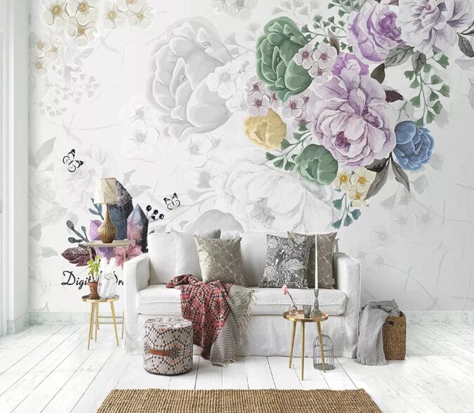 3D Stone Butterfly WC1455 Wall Murals