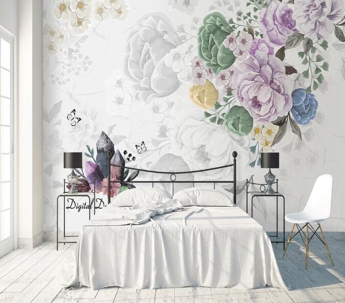 3D Stone Butterfly WC1455 Wall Murals