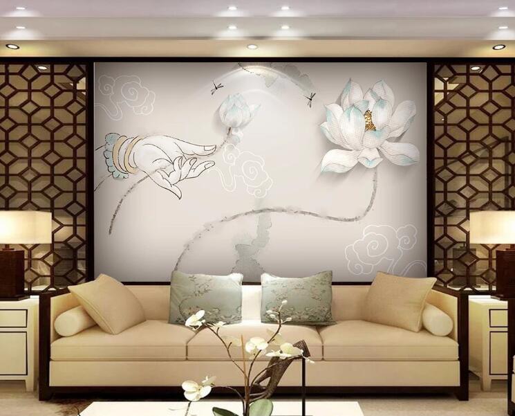 3D Hand Lotus WC1453 Wall Murals