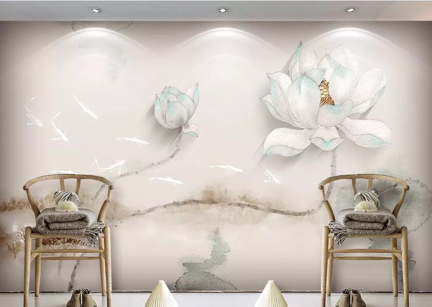 3D White Lotus WC62 Wall Murals Wallpaper AJ Wallpaper 2 