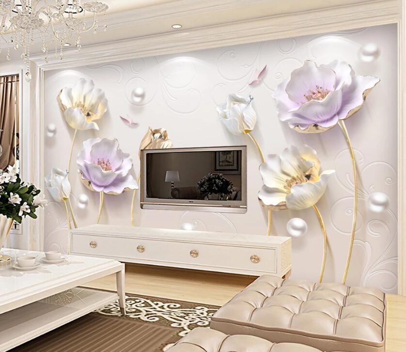 3D Pearl Flower WC60 Wall Murals Wallpaper AJ Wallpaper 2 