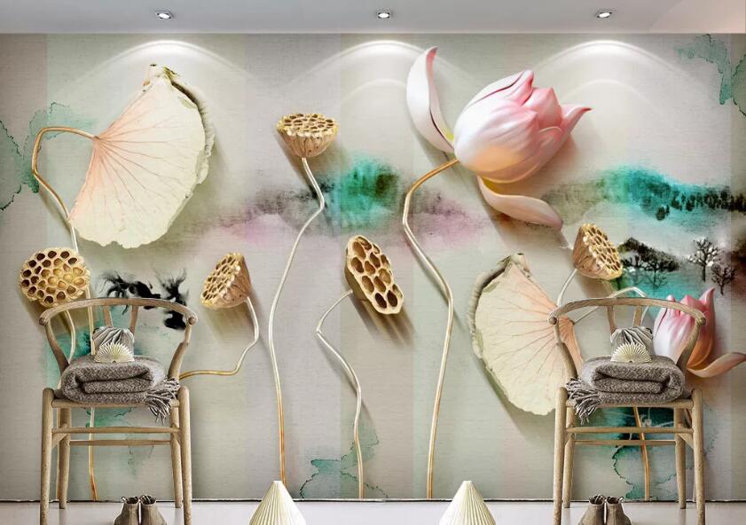 3D Lotus Blossom WC1444 Wall Murals