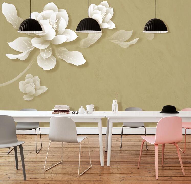 3D White Petals WC1437 Wall Murals