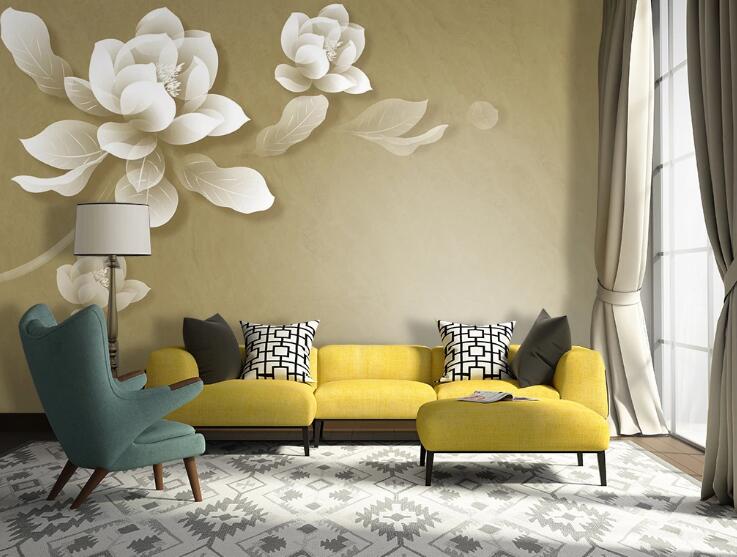 3D White Petals WC1437 Wall Murals