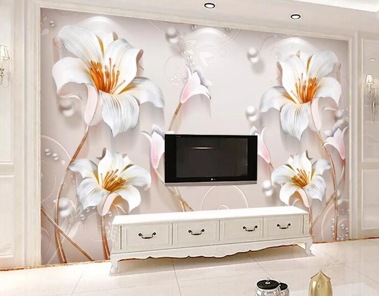 3D Lily Blossom WC1429 Wall Murals