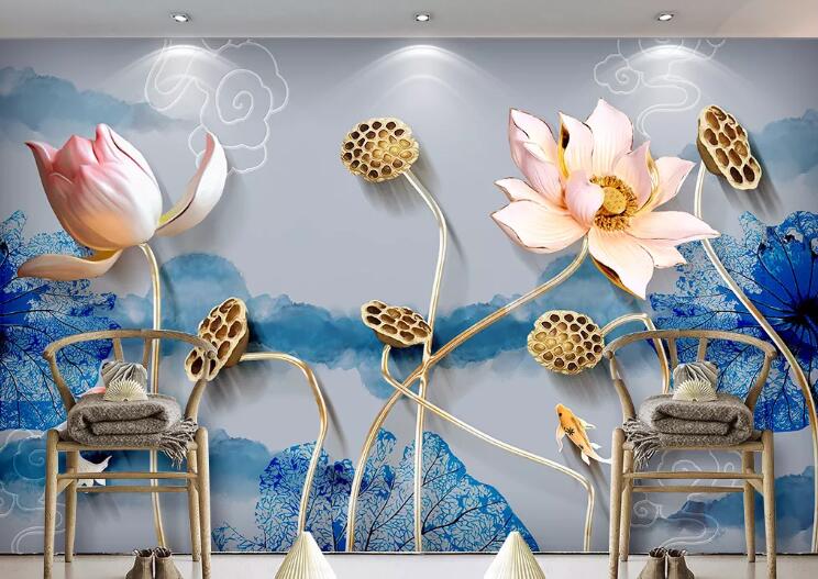 3D Lotus Seed WC1428 Wall Murals