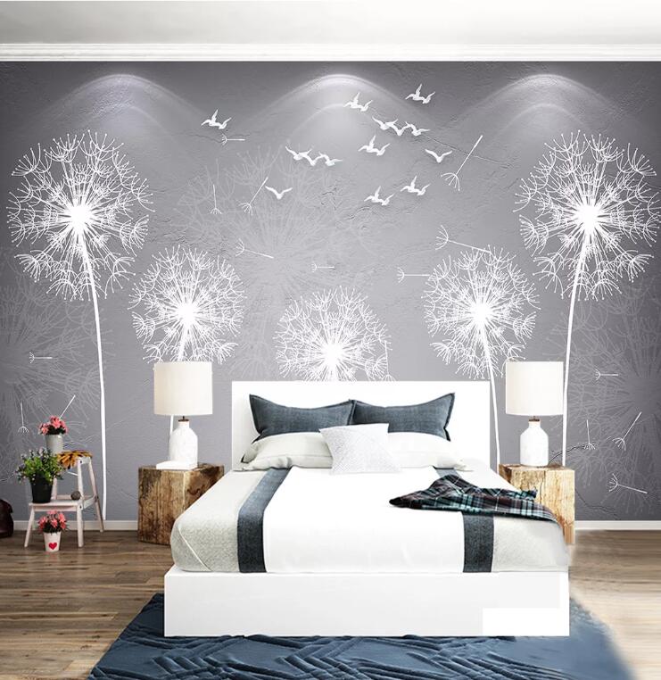 3D Dandelion Pigeon WC1427 Wall Murals