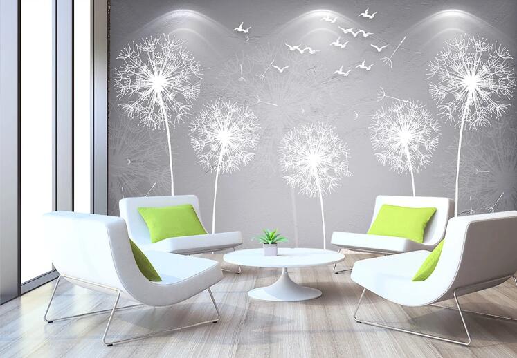 3D Dandelion Pigeon WC1427 Wall Murals