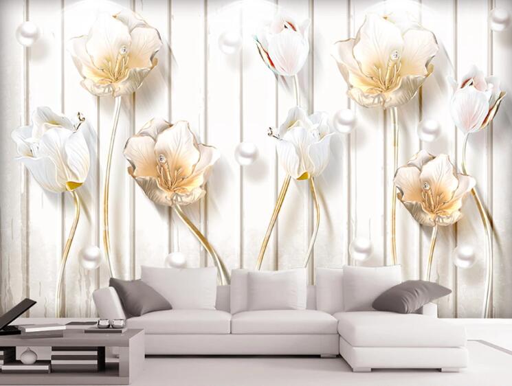 3D Pearl Lily WC1426 Wall Murals