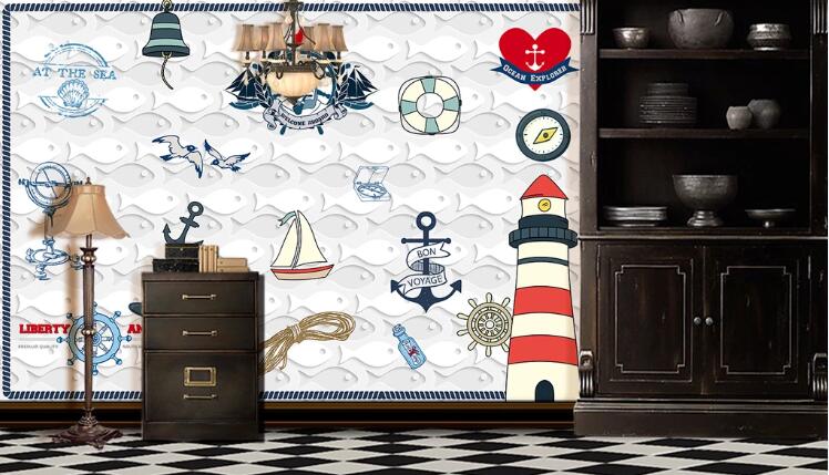 3D Lighthouse Bell WC1423 Wall Murals