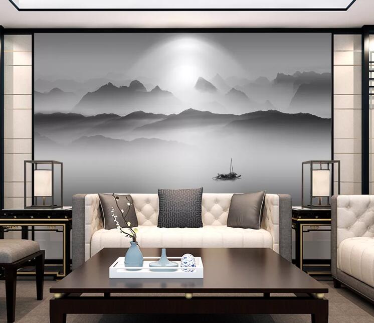 3D Hazy Mountain WC1413 Wall Murals