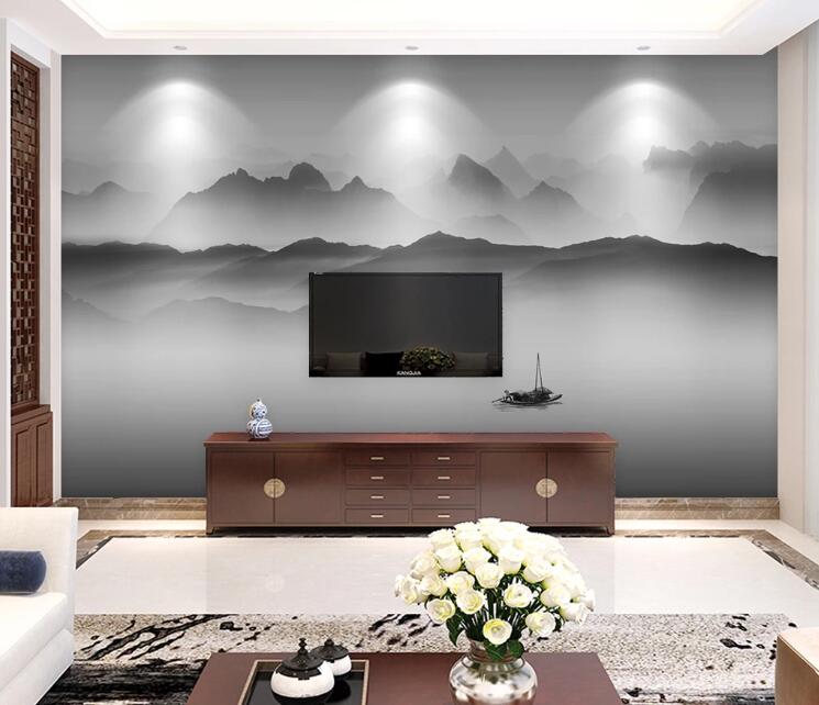 3D Hazy Mountain WC1413 Wall Murals