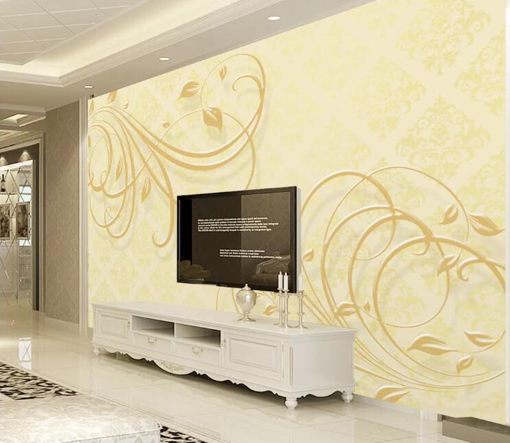 3D Golden Leaves WC1409 Wall Murals