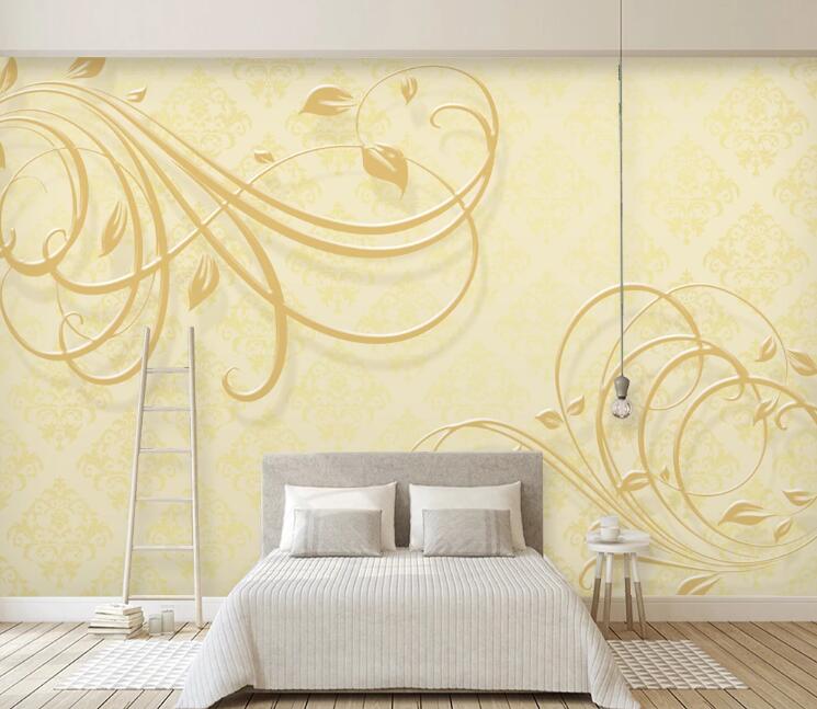 3D Golden Leaves WC1409 Wall Murals