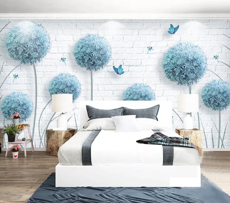 3D Blue Dandelion WC1402 Wall Murals