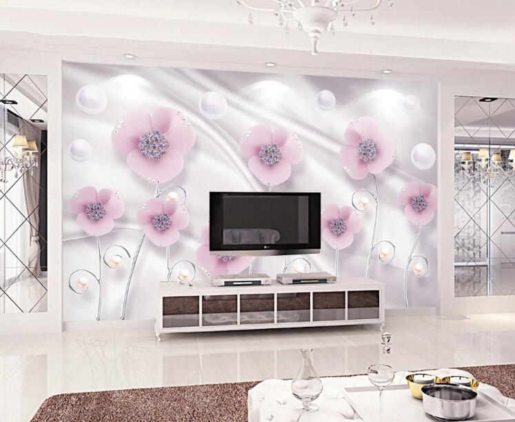 3D Light Purple Flowers WC14 Wall Murals Wallpaper AJ Wallpaper 2 