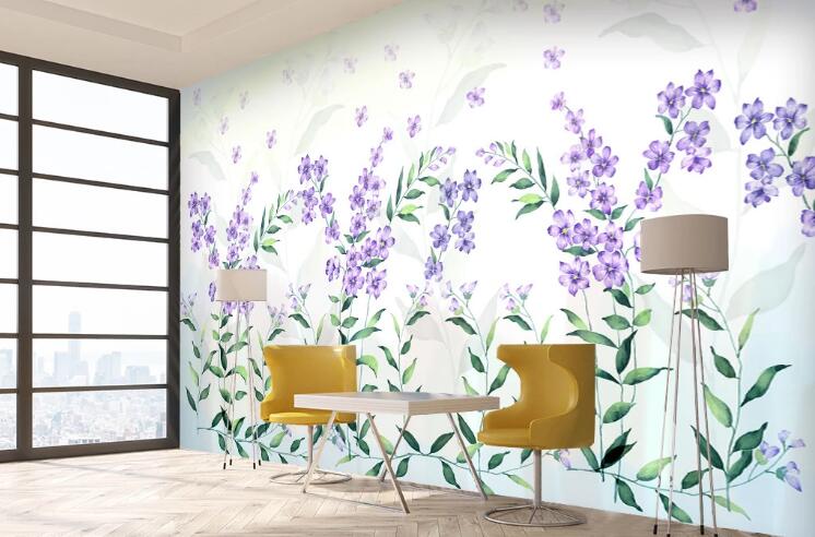 3D Purple Petals WC1396 Wall Murals