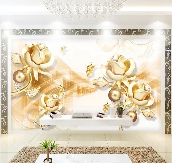 3D Metal Rose WC1391 Wall Murals