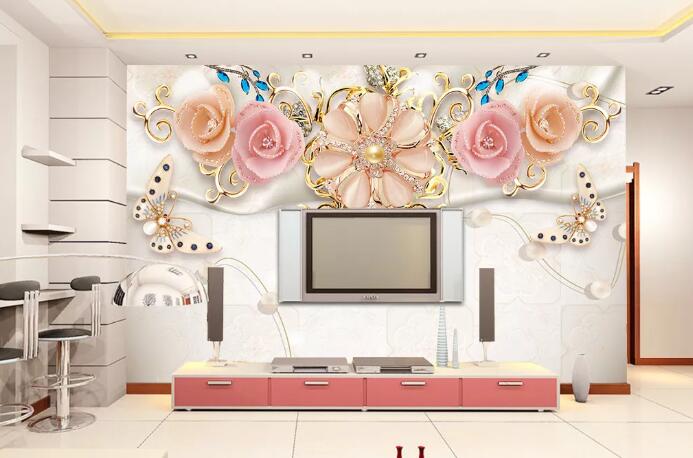 3D Butterfly Rose WC1387 Wall Murals