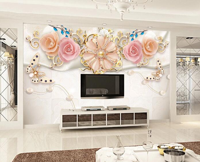 3D Butterfly Rose WC1387 Wall Murals