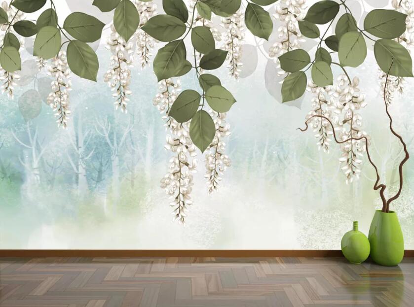 3D Green Leaf WC1385 Wall Murals