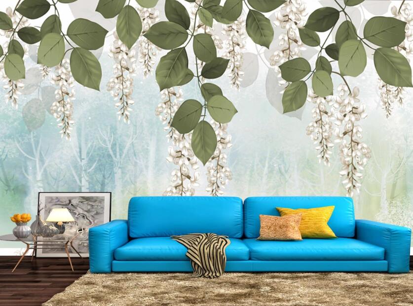 3D Green Leaf WC1385 Wall Murals