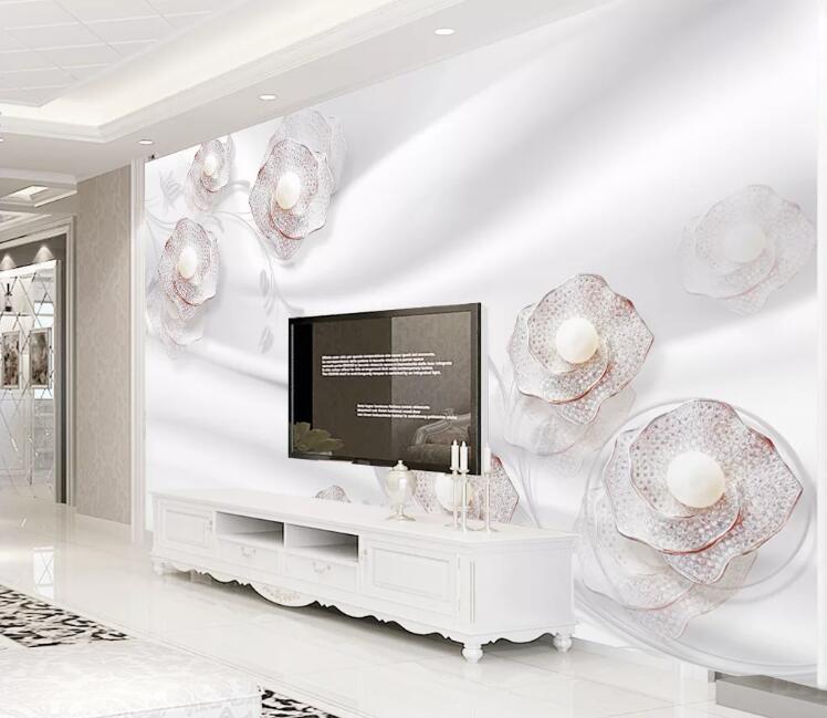 3D White Pearl WC1380 Wall Murals