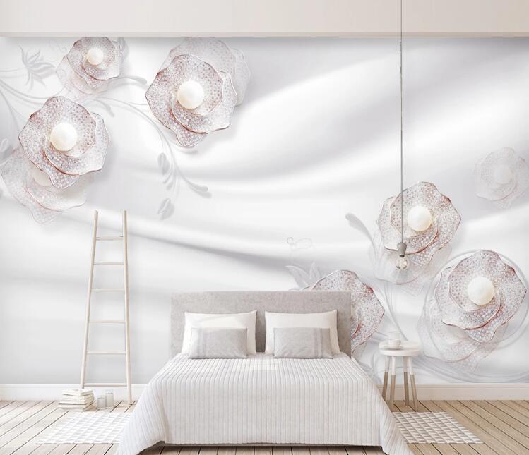 3D White Pearl WC1380 Wall Murals