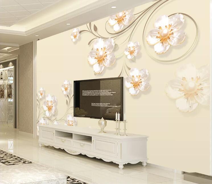 3D Flower White WC1378 Wall Murals