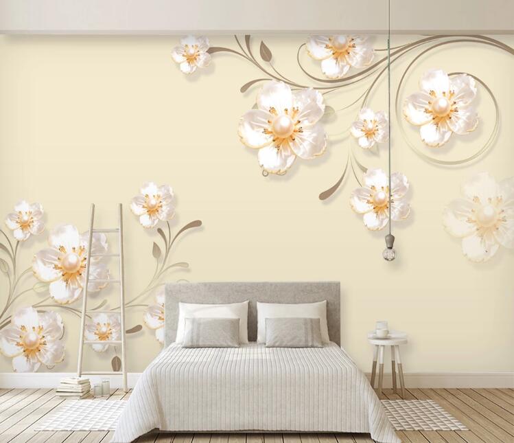 3D Flower White WC1378 Wall Murals