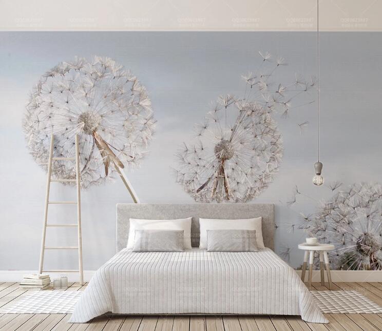 3D White Dandelion WC1369 Wall Murals