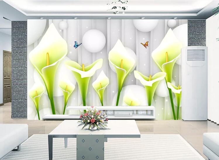 3D Butterfly Lily WC1374 Wall Murals