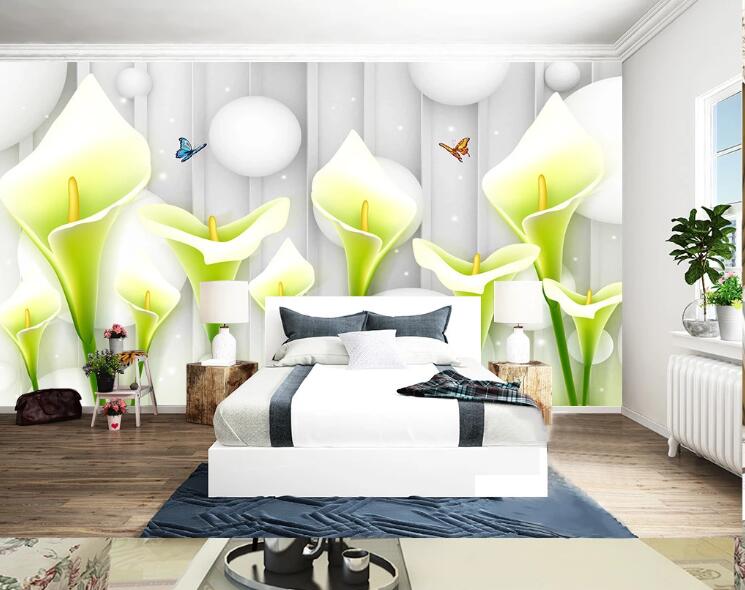 3D Butterfly Lily WC1374 Wall Murals