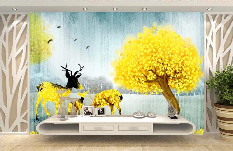 3D Golden Tree WC88 Wall Murals Wallpaper AJ Wallpaper 2 