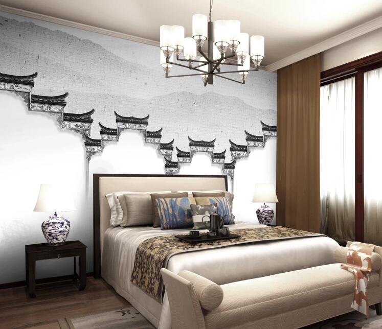 3D Retro Roof WC1367 Wall Murals