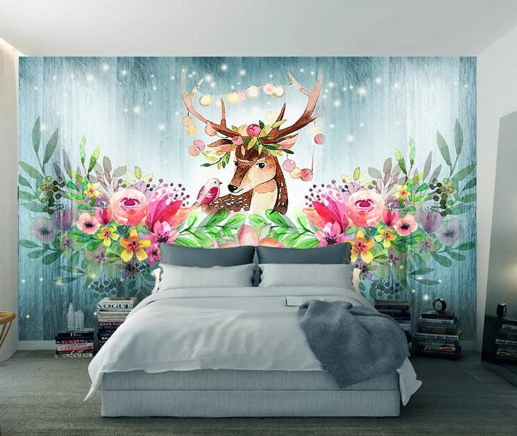 3D Flower Elk WC83 Wall Murals Wallpaper AJ Wallpaper 2 