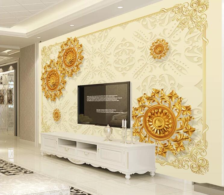 3D Golden Pattern WC1363 Wall Murals