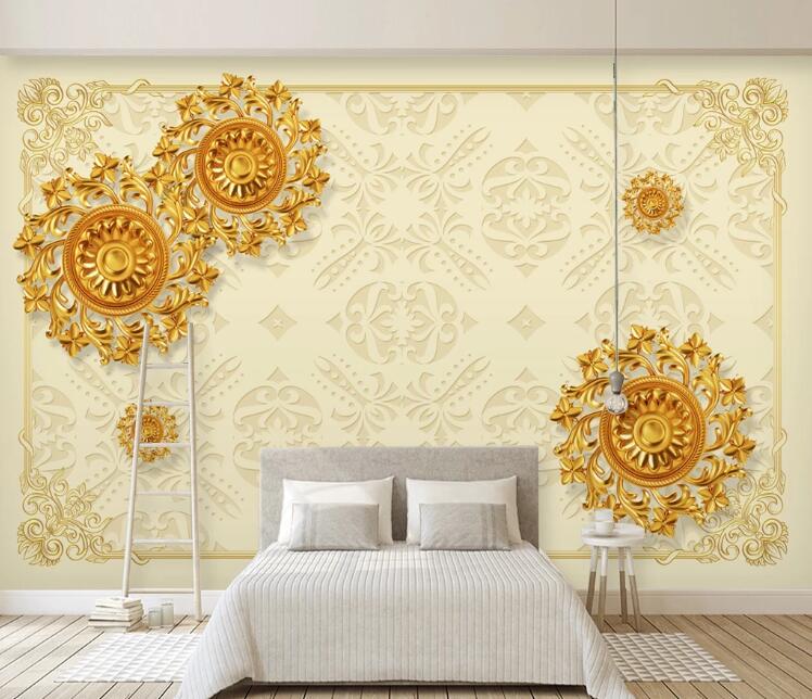 3D Golden Pattern WC1363 Wall Murals