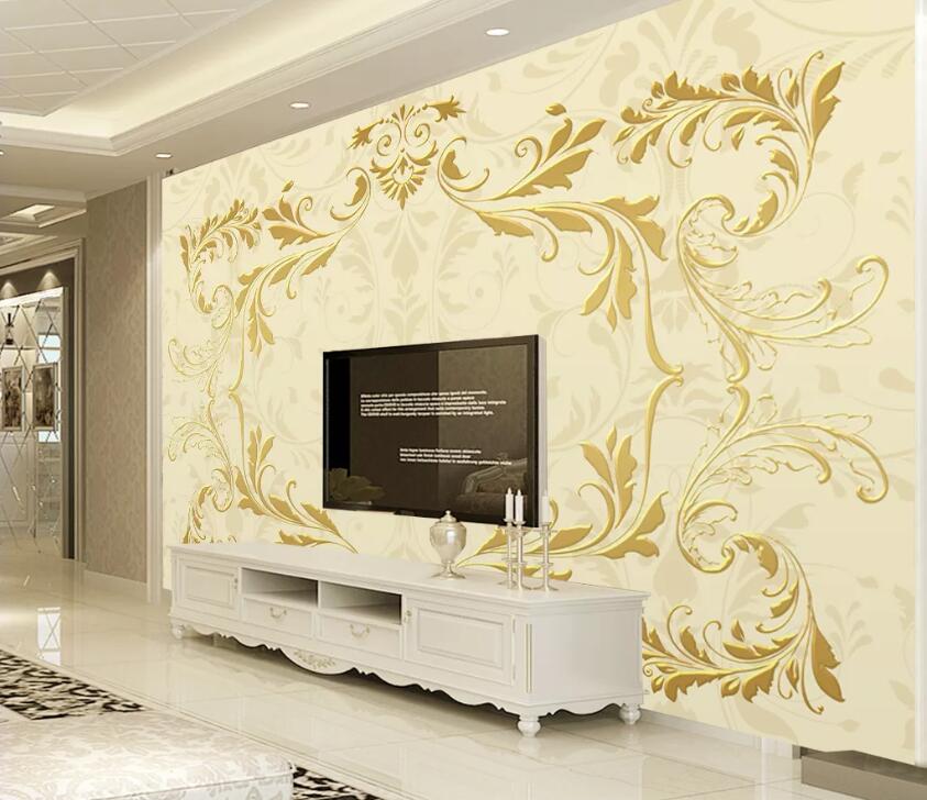 3D Pattern Leaves WC1341 Wall Murals